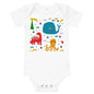 Light Soft Baby Bodysuit - A Whale, A Dinosaur & an Octopus