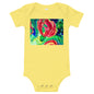 Light Soft Baby Bodysuit - Red Flower Watercolor with Yellow