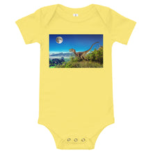 Load image into Gallery viewer, Light Soft Baby Bodysuit - Dinosaur &amp; The Moon
