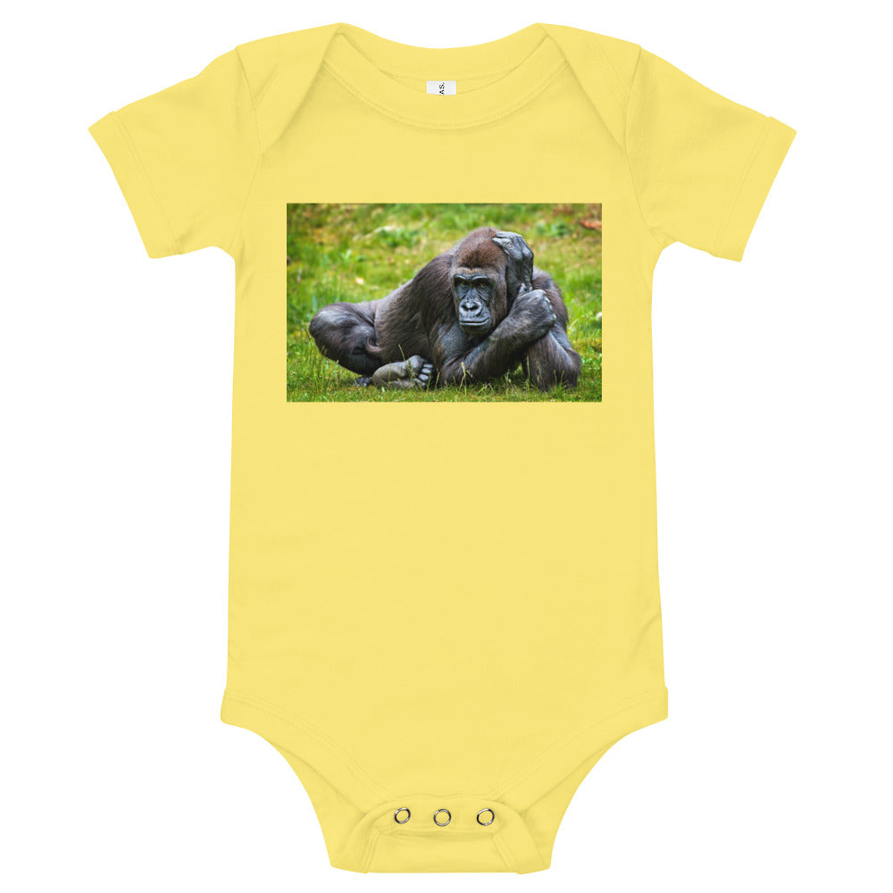 Light Soft Baby Bodysuit - Gorilla in the Grass