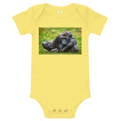 Light Soft Baby Bodysuit - Gorilla in the Grass