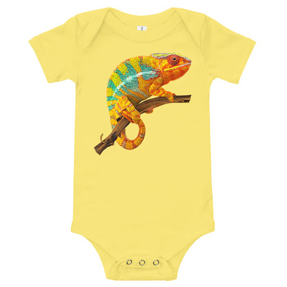 Light Soft Baby Bodysuit - Green & Yellow? Chameleon