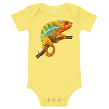 Load image into Gallery viewer, Light Soft Baby Bodysuit - Green &amp; Yellow? Chameleon
