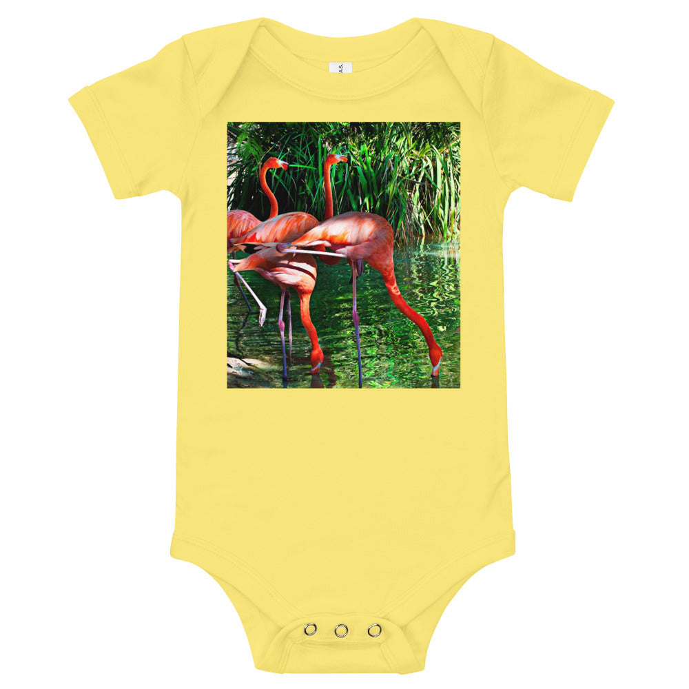 Light Soft Baby Bodysuit - Pink Flamingos
