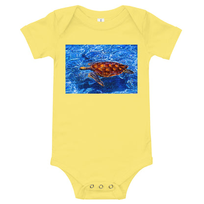 Light Soft Baby Bodysuit - Loggerhead Sea Turtle In Blue Water