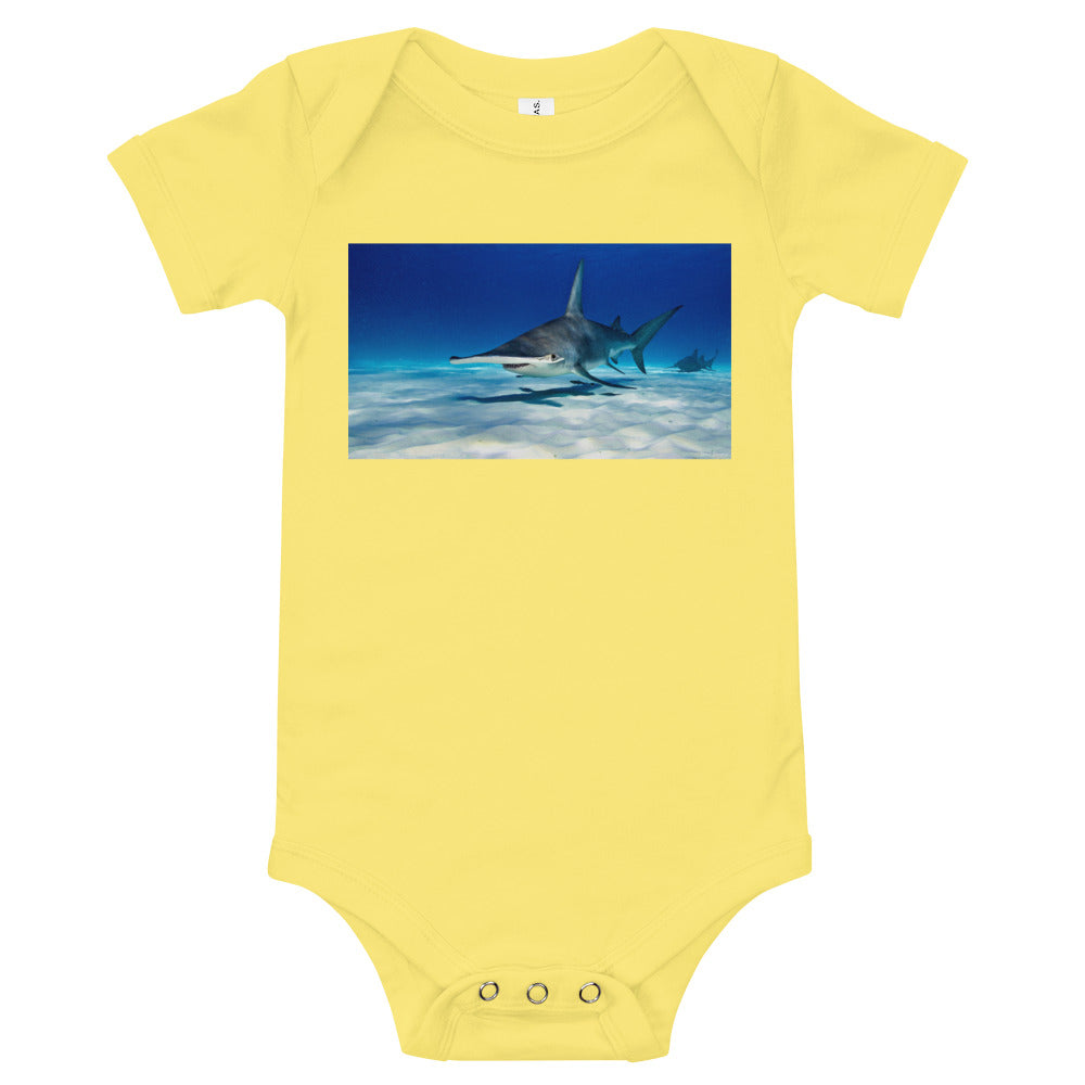 Light Soft Baby Bodysuit - Swim'n with Hammerheads