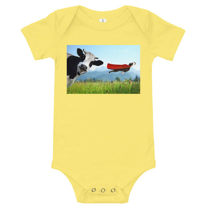 Light Soft Baby Bodysuit - Cow & Super Dog