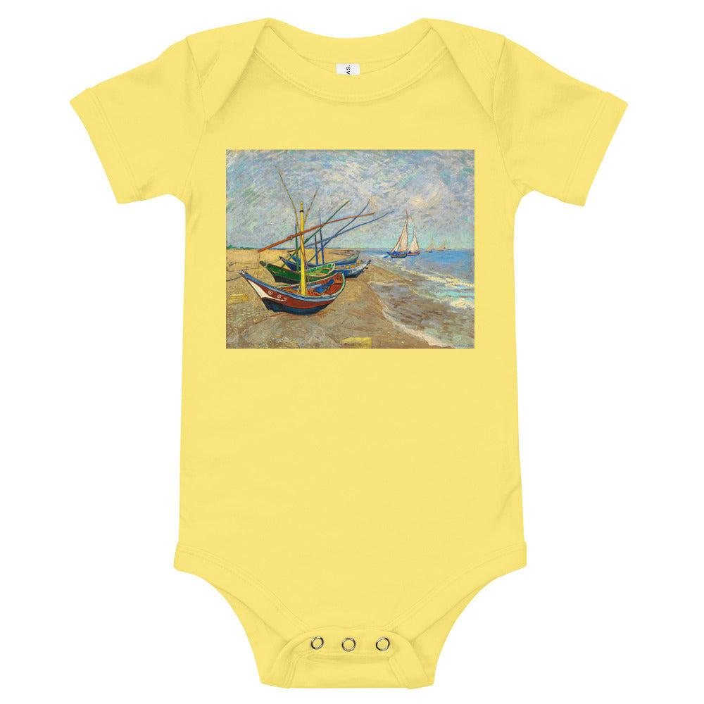 Light Soft Baby Bodysuit - van Gogh: Fishing Boats on the Beach