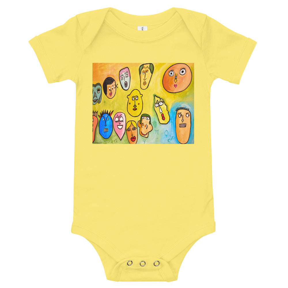Light Soft Baby Bodysuit - Funny Faces