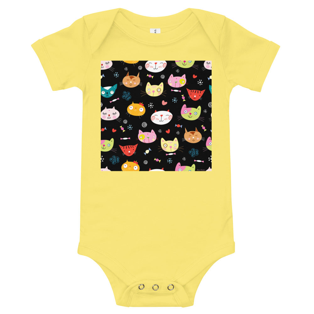 Light Soft Baby Bodysuit - Cat Faces