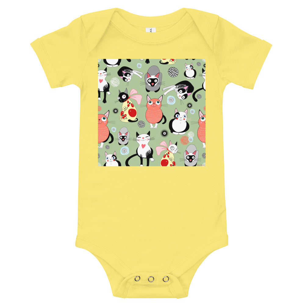 Light Soft Baby Bodysuit - Happy Cats