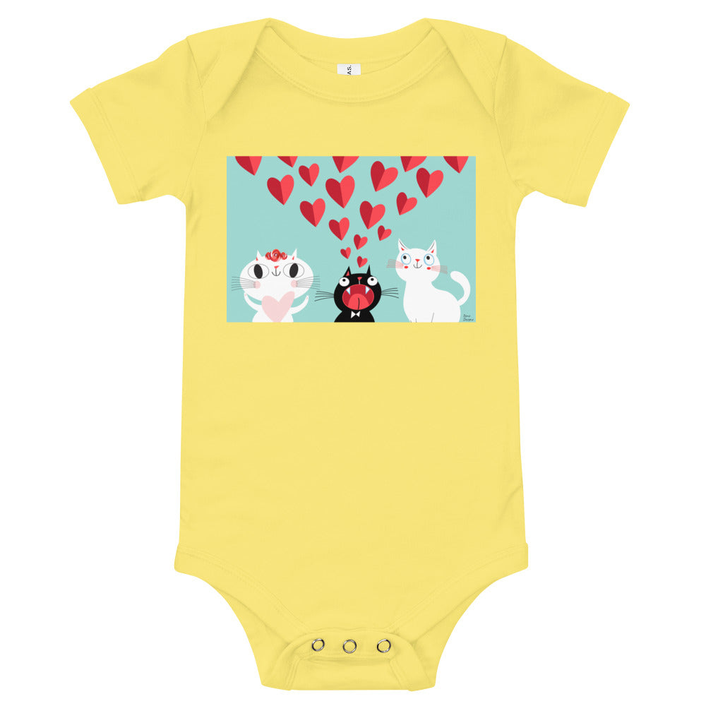 Light Soft Baby Bodysuit - Love Cats