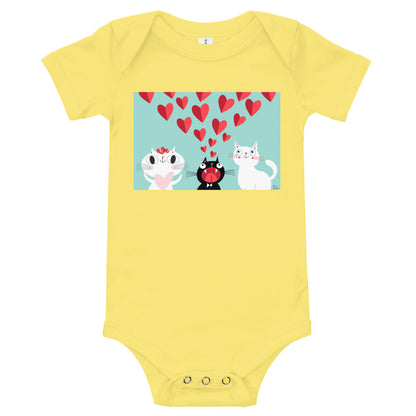 Light Soft Baby Bodysuit - Love Cats