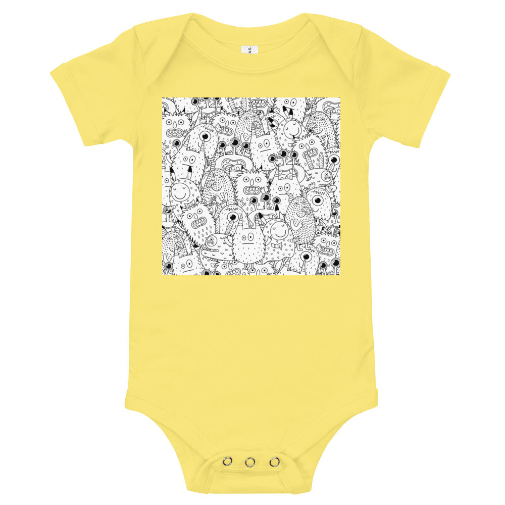 Light Soft Baby Bodysuit - Funny Monsters