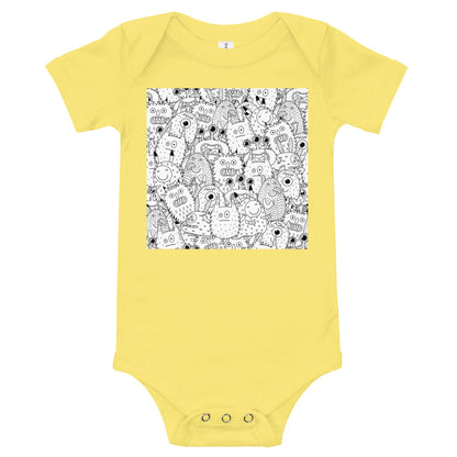 Light Soft Baby Bodysuit - Funny Monsters