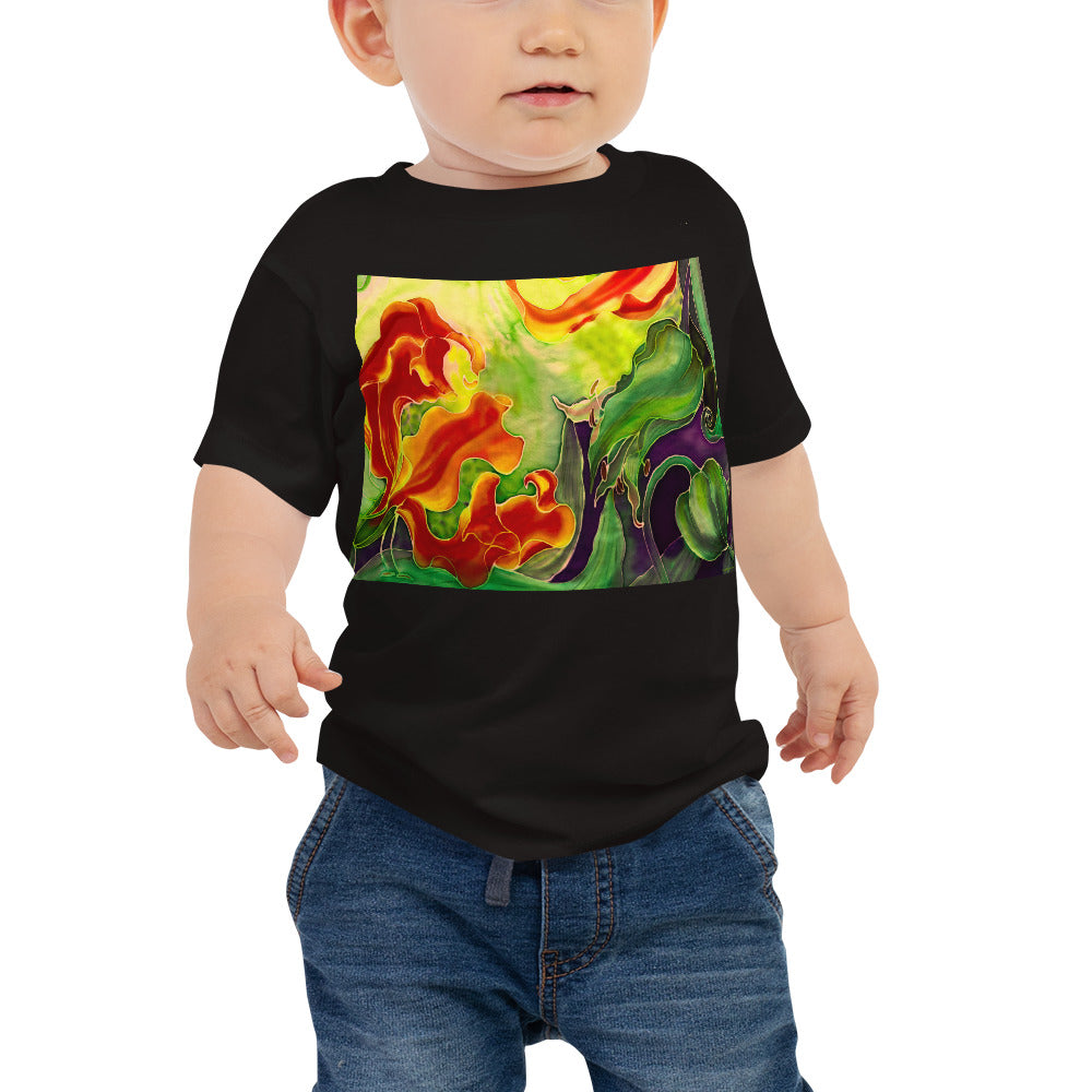Baby Jersey Tee - Red & Yellow Flower Watercolor