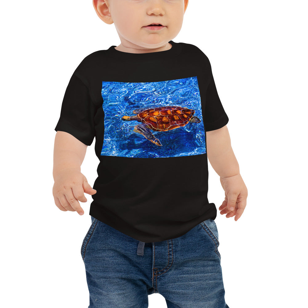 Baby Jersey Tee - Loggerhead Sea Turtle In Blue Water