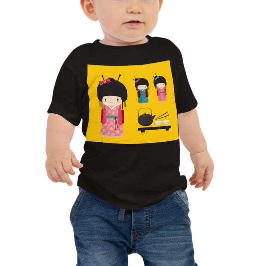 Baby Jersey Tee - Kokeshi Doll Tea Time