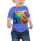 Baby Jersey Tee - Red Flower Watercolor with Blue