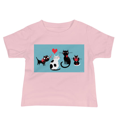 Baby Jersey Tee - 4 Cats in Love