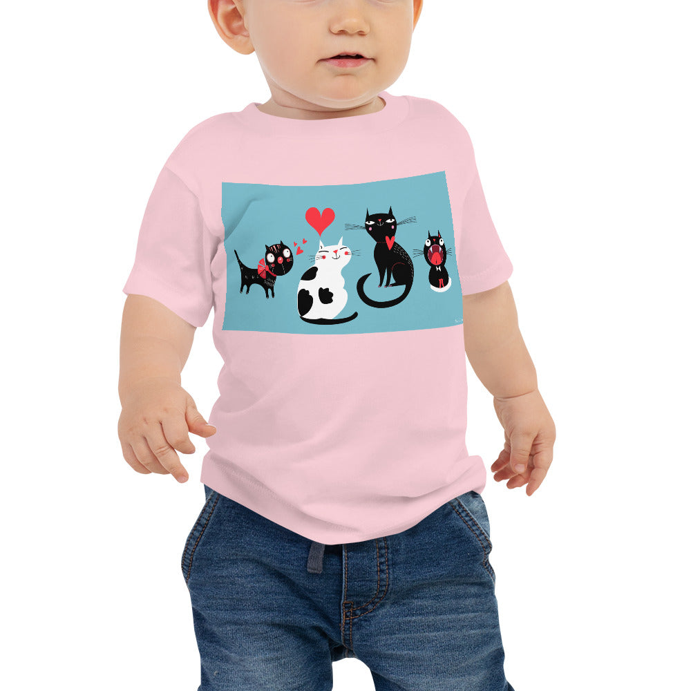 Baby Jersey Tee - 4 Cats in Love