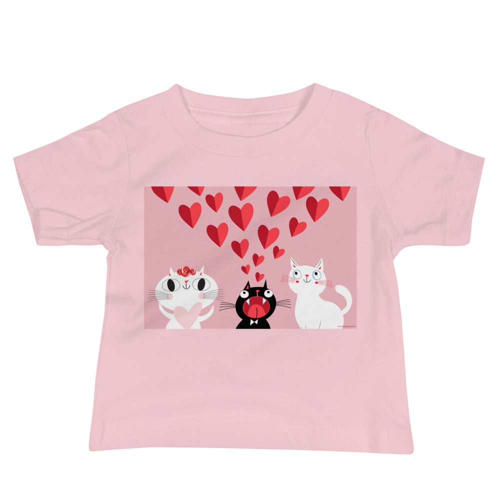 Baby Jersey Tee - Pink Cat Love!