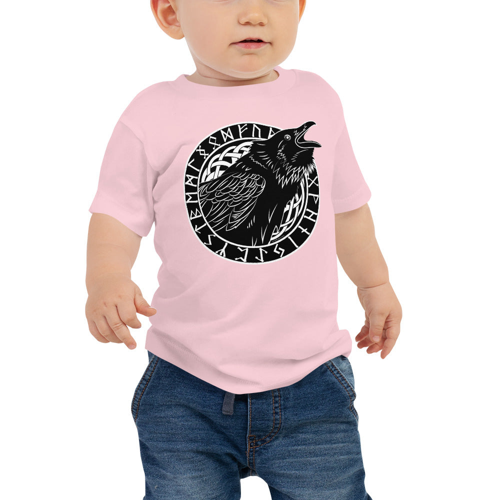 Baby Jersey Tee - Cawing Crow in Runic Circle