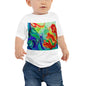 Baby Jersey Tee - Red Flower Watercolor with Blue