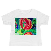 Load image into Gallery viewer, Baby Jersey Tee - Red Flower Watercolor with Yellow
