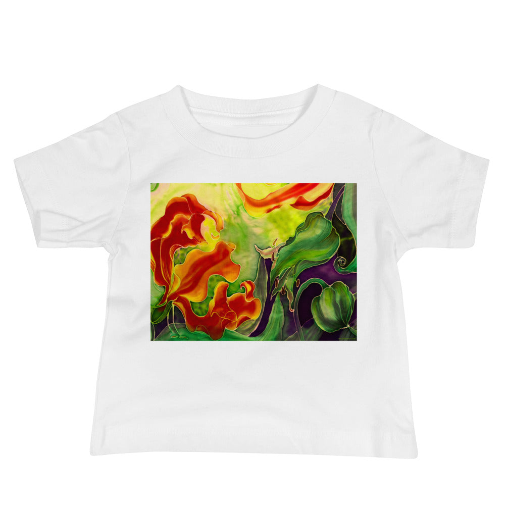 Baby Jersey Tee - Red & Yellow Flower Watercolor