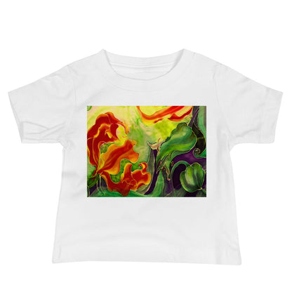 Baby Jersey Tee - Red & Yellow Flower Watercolor