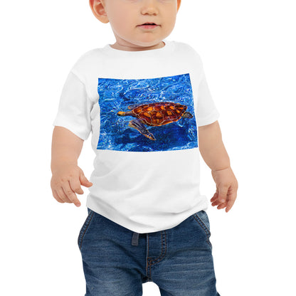 Baby Jersey Tee - Loggerhead Sea Turtle In Blue Water