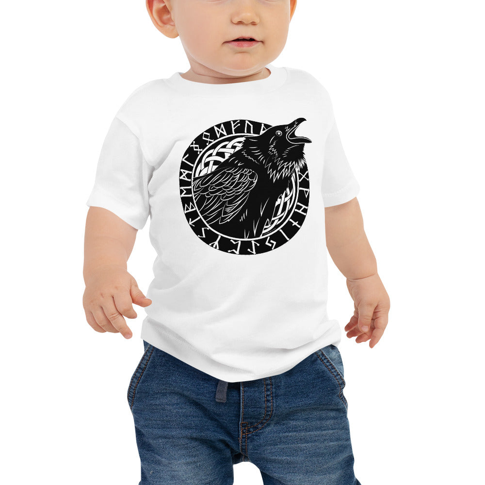Baby Jersey Tee - Cawing Crow in Runic Circle