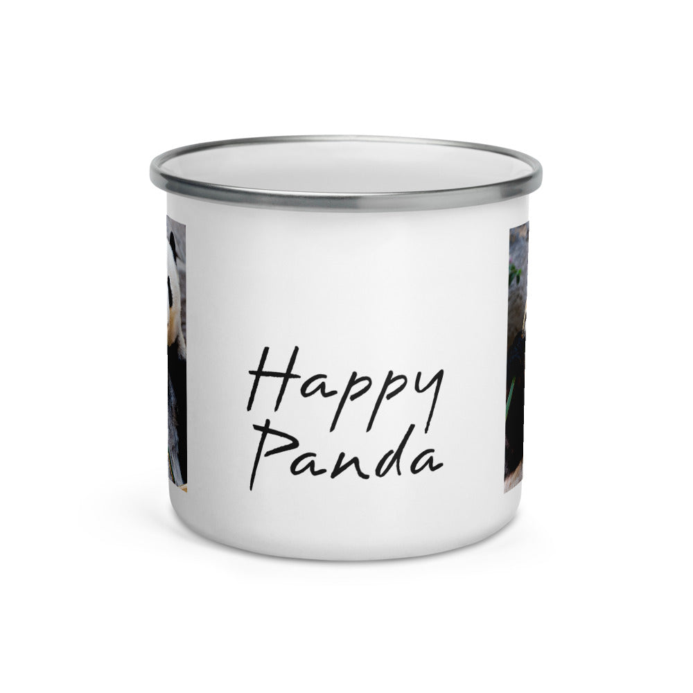 Happy Camper Silver Rim Enamelware Mug - Happy Panda