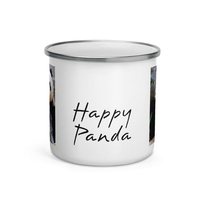 Happy Camper Silver Rim Enamelware Mug - Happy Panda
