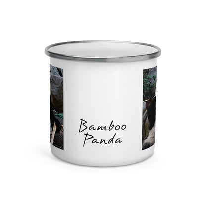 Happy Camper Silver Rim Enamelware Mug - Bamboo Panda