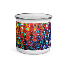 Load image into Gallery viewer, Happy Camper Silver Rim Enamelware Mug - Ziggy Abstract
