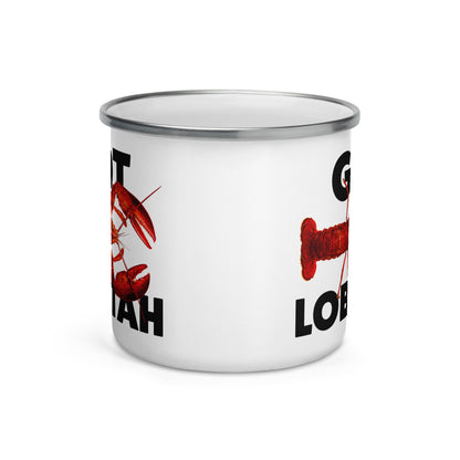 Happy Camper Silver Rim Enamelware Mug - Got Lobstah!