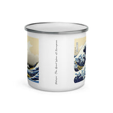 Load image into Gallery viewer, Happy Camper Silver Rim Enamelware Mug - Hokusai - Great Wave off Kanagawa
