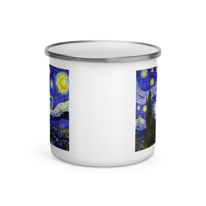 Happy Camper Silver Rim Enamelware Mug - van Gogh: The Starry Night