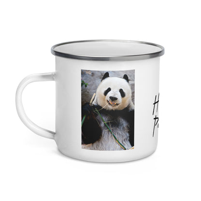 Happy Camper Silver Rim Enamelware Mug - Happy Panda