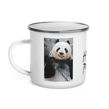 Load image into Gallery viewer, Happy Camper Silver Rim Enamelware Mug - Happy Panda
