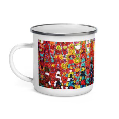 Happy Camper Silver Rim Enamelware Mug - Ziggy Abstract
