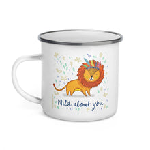 Load image into Gallery viewer, Happy Camper Silver Rim Enamelware Mug - Wild About You
