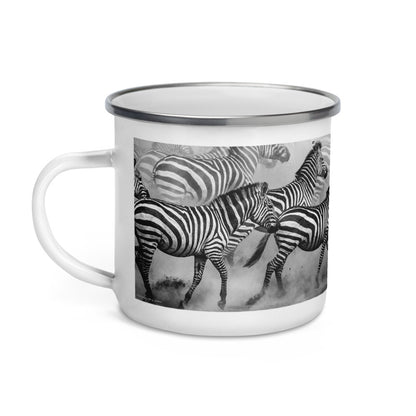 Happy Camper Silver Rim Enamelware Mug - Zebra Dust