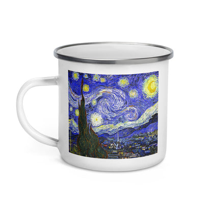 Happy Camper Silver Rim Enamelware Mug - van Gogh: The Starry Night