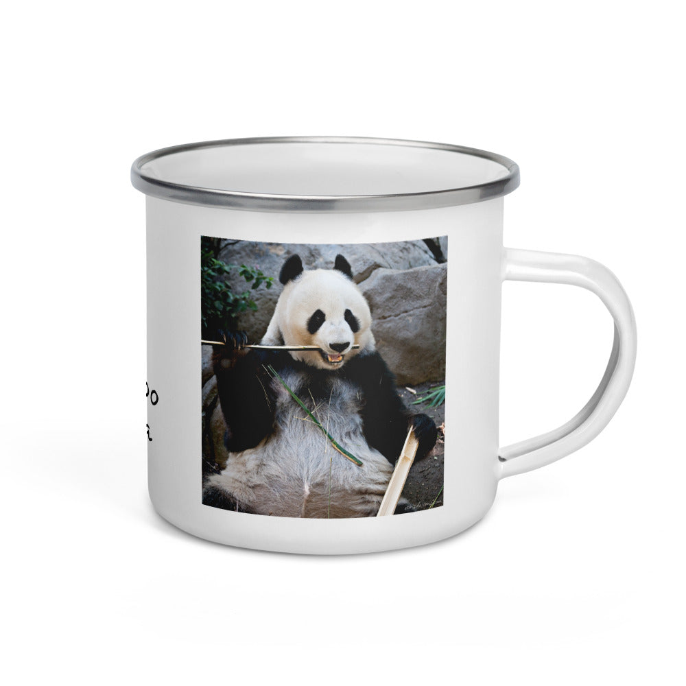 Happy Camper Silver Rim Enamelware Mug - Bamboo Panda