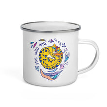 Load image into Gallery viewer, Happy Camper Silver Rim Enamelware Mug - The Wild One
