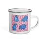 Happy Camper Silver Rim Enamelware Mug - Funny Blue Tapirs