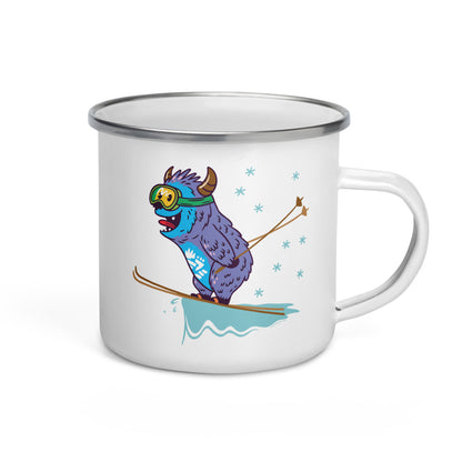 Happy Camper Silver Rim Enamelware Mug - Yeti Lift Off!